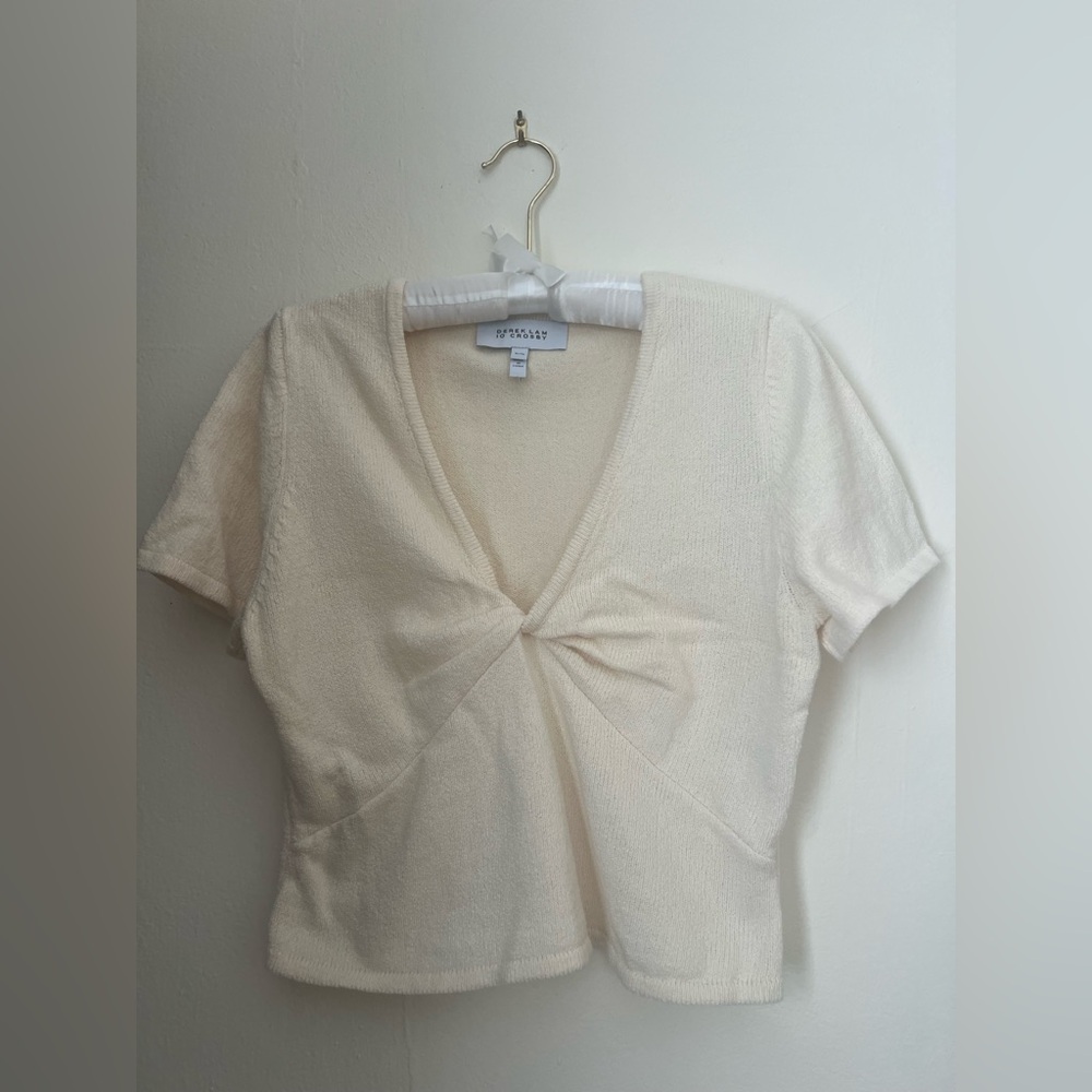 10 Crosby Derek Lam Cream V-Neck Short Sleeve Top